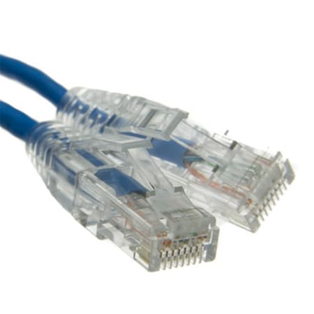 6 In. Cat6a Slim Ethernet Patch Cable, Snagless With Molded Boot - Blue